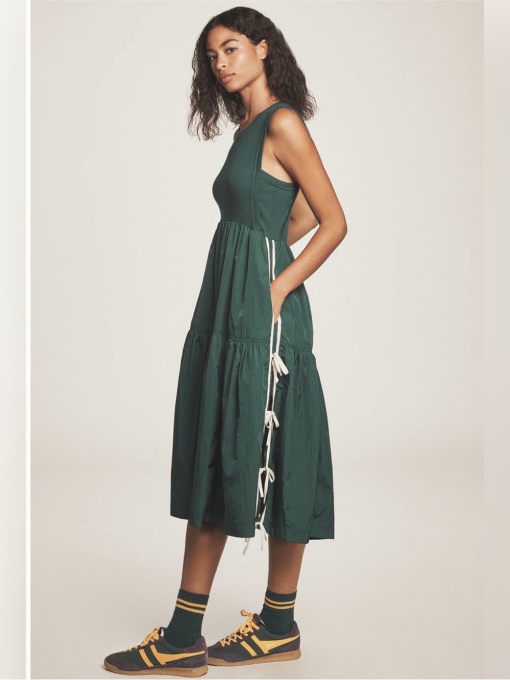 Daily Practice x Anthropologie Bowline emerald green Sleeveless Midi Dress xs